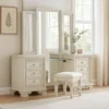 Miamy Vanity Set, 6 Drawers, Padded Stool, LED Mirror, Creamy White
