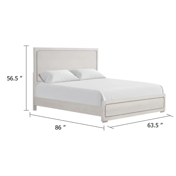 BM342487_4 Thorne Queen Bed, Panel Design, Rounded Edges, White Oak Wood