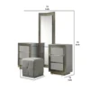 BM342508_4 Vino 3pc Vanity Dressing Table Set w Stool, Gray, Satin Fabric, Rubberwood