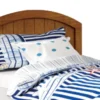 Evon Twin Captain Bed w Trundle, White, Oak Brown, Nautical Coastal Theme