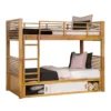BM342535 Dilu Twin over Twin Bunk Bed, Light Oak Brown Hardwood, Reversible Ladder