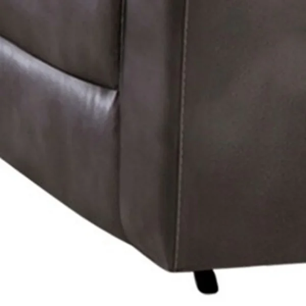 Josy Manual Recliner Loveseat with Console, Dark Gray Faux Leather, 77 Inch