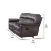 Josy Manual Recliner Loveseat with Console, Dark Gray Faux Leather, 77 Inch