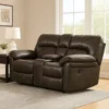 Josy Manual Recliner Loveseat with Console, Dark Gray Faux Leather, 77 Inch