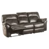 Josy Manual Recliner Sofa, Pillow Top, Dark Gray Faux Leather, 88 Inch