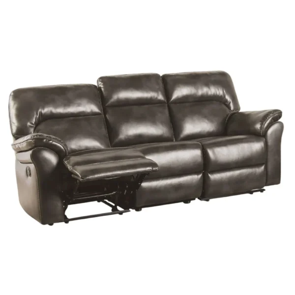 Josy Manual Recliner Sofa, Pillow Top, Dark Gray Faux Leather, 88 Inch