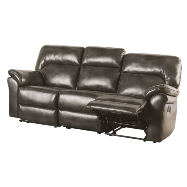 Josy Manual Recliner Sofa, Pillow Top, Dark Gray Faux Leather, 88 Inch