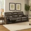 Josy Manual Recliner Sofa, Pillow Top, Dark Gray Faux Leather, 88 Inch