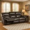Josy Manual Recliner Sofa, Pillow Top, Dark Gray Faux Leather, 88 Inch
