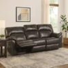 Josy Manual Recliner Sofa, Pillow Top, Dark Gray Faux Leather, 88 Inch
