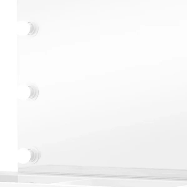 Margo Vanity Set with Lighted Mirror and Padded Stool, White-Gray