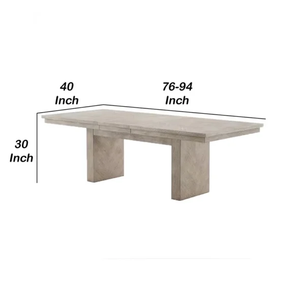 BM342627_4 Hagy Dining Table, 76-94 Inch Extendable Top, Natural Brown Panel Legs