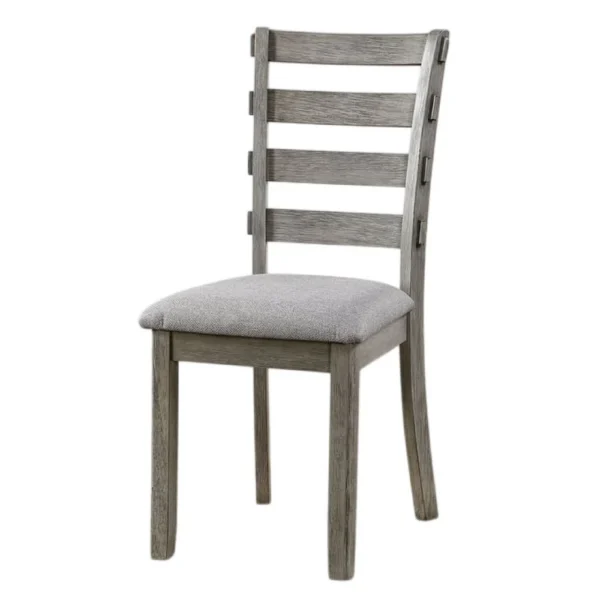 BM344923_2 Lais 6pc Dining Table Set with Bench, 4 Ladderback Chairs, Rustic Gray