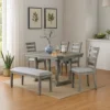 BM344923_5 Lais 6pc Dining Table Set with Bench, 4 Ladderback Chairs, Rustic Gray