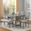 BM344923_6 Lais 6pc Dining Table Set with Bench, 4 Ladderback Chairs, Rustic Gray