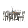 Lais 7pc Dining Table Set with 6 Ladderback Chairs, Rustic Gray
