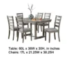 Lais 7pc Dining Table Set with 6 Ladderback Chairs, Rustic Gray