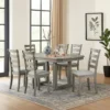 Lais 7pc Dining Table Set with 6 Ladderback Chairs, Rustic Gray