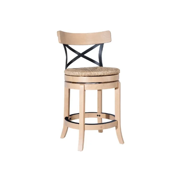 BM345248 Mia Swivel Counter Chair, Black Metal Cross Back, Blonde Oak Brown