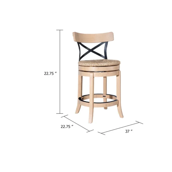 BM345248_4 Mia Swivel Counter Chair, Black Metal Cross Back, Blonde Oak Brown