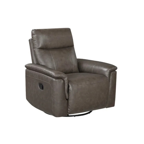 BM345321 Jen Manual Swivel Glider Reclining Chair, Dark Brown Top Grain Leather