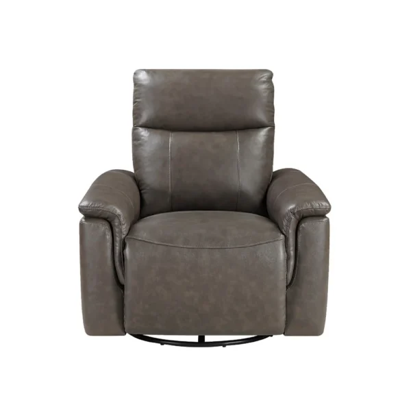 BM345321_1 Jen Manual Swivel Glider Reclining Chair, Dark Brown Top Grain Leather