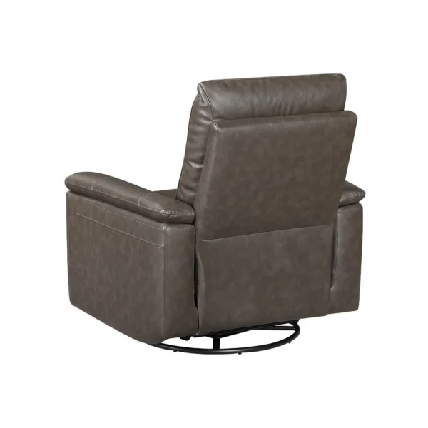 BM345321_2 Jen Manual Swivel Glider Reclining Chair, Dark Brown Top Grain Leather