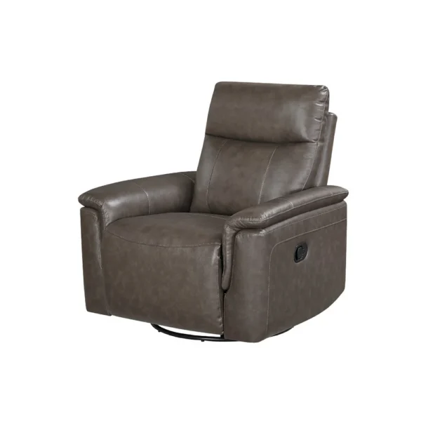 BM345321_3 Jen Manual Swivel Glider Reclining Chair, Dark Brown Top Grain Leather