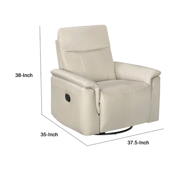 BM345322_4 Jen Manual Swivel Glider Reclining Chair, Taupe Top Grain Leather