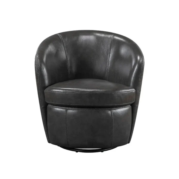 BM345329_1 Dey Swivel Barrel Chair with Curved Back, Smoky Gray Top Grain Leather