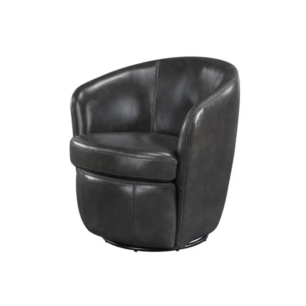 BM345329_3 Dey Swivel Barrel Chair with Curved Back, Smoky Gray Top Grain Leather
