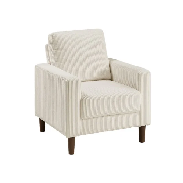 BM345331 Cey Sofa Armchair, Beige Corduroy Upholstery, Modern Style Brown Legs