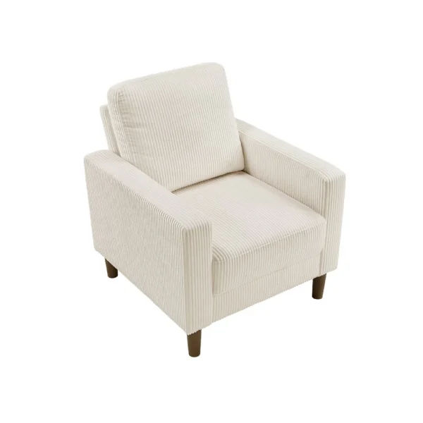 BM345331_2 Cey Sofa Armchair, Beige Corduroy Upholstery, Modern Style Brown Legs