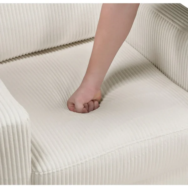 BM345331_3 Cey Sofa Armchair, Beige Corduroy Upholstery, Modern Style Brown Legs