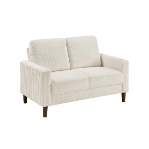Cey Loveseat, Beige Corduroy Upholstery, Modern Style Brown Legs, 55 Inch