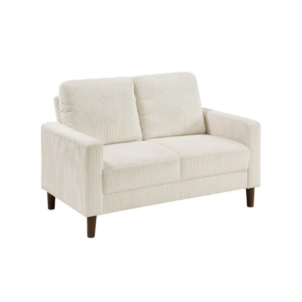 Cey Loveseat, Beige Corduroy Upholstery, Modern Style Brown Legs, 55 Inch