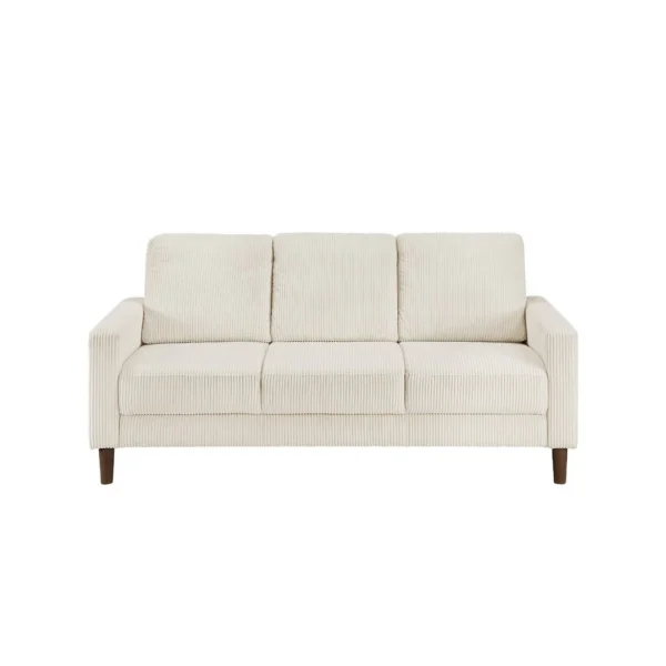 Cey Sofa, Beige Corduroy Upholstery, Modern Style Brown Legs, 77 Inch