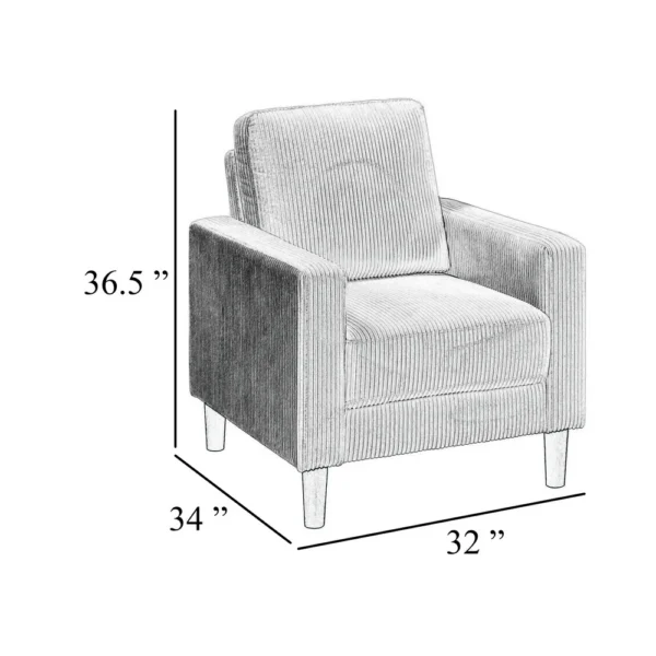 BM345334_4 Cey Sofa Armchair, Gray Corduroy Upholstery, Modern Style Brown Legs