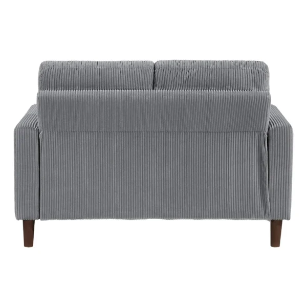 Cey Loveseat, Gray Corduroy Upholstery, Modern Style Brown Legs, 55 Inch