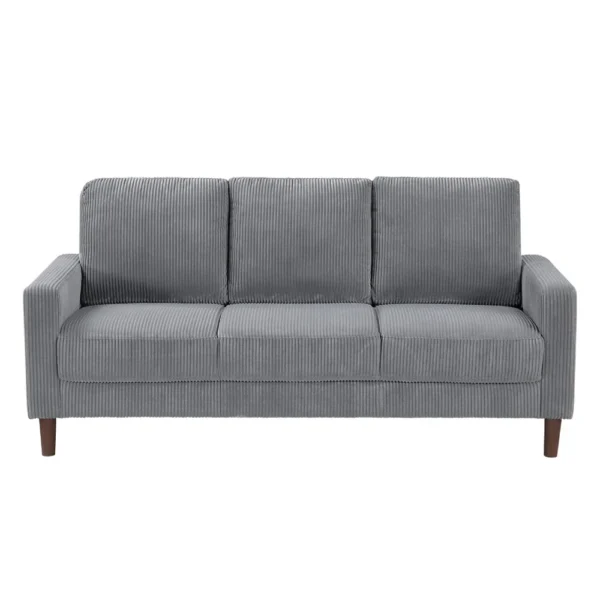 Cey Sofa, Gray Corduroy Upholstery, Modern Style Brown Legs, 77 Inch
