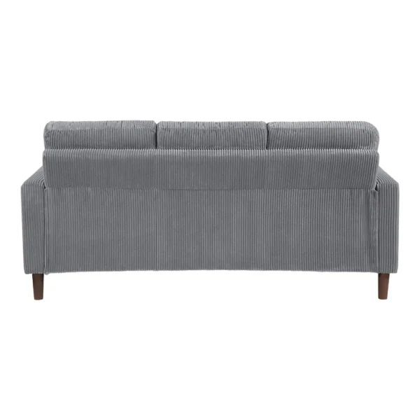 Cey Sofa, Gray Corduroy Upholstery, Modern Style Brown Legs, 77 Inch