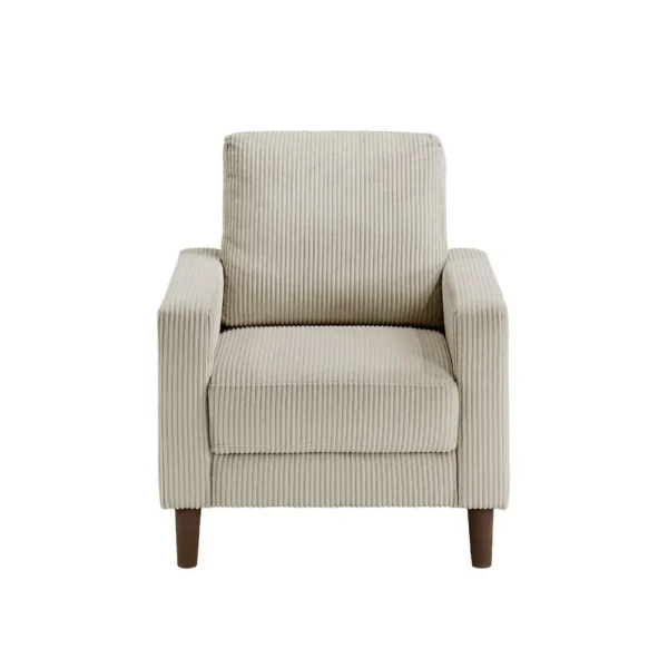 Cey Sofa Armchair, Taupe Corduroy Upholstery, Modern Style Brown Legs