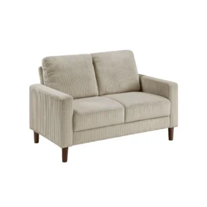 Cey Loveseat, Taupe Corduroy Upholstery, Modern Style Brown Legs, 55 Inch