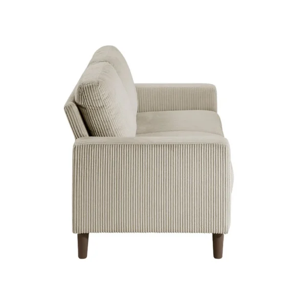 Cey Loveseat, Taupe Corduroy Upholstery, Modern Style Brown Legs, 55 Inch