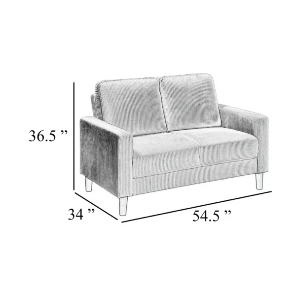 Cey Loveseat, Taupe Corduroy Upholstery, Modern Style Brown Legs, 55 Inch