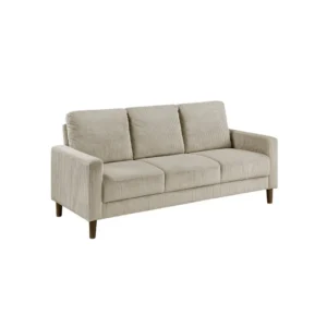 Cey Sofa, Taupe Corduroy Upholstery, Modern Style Brown Legs, 77 Inch