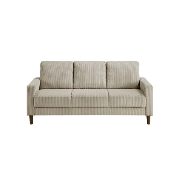 Cey Sofa, Taupe Corduroy Upholstery, Modern Style Brown Legs, 77 Inch