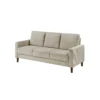 Cey Sofa, Taupe Corduroy Upholstery, Modern Style Brown Legs, 77 Inch