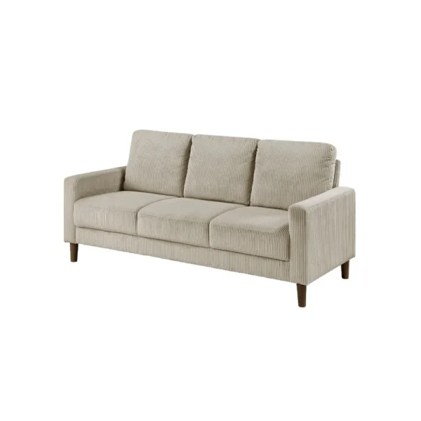 Cey Sofa, Taupe Corduroy Upholstery, Modern Style Brown Legs, 77 Inch