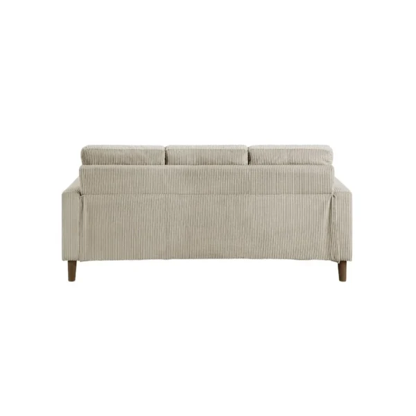 Cey Sofa, Taupe Corduroy Upholstery, Modern Style Brown Legs, 77 Inch